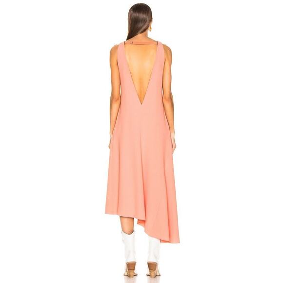 Tibi V Draped Midi Dress Size 0 Pink Haze Crepe Jumper Asymmetric Guest Designer - Picture 4 of 16